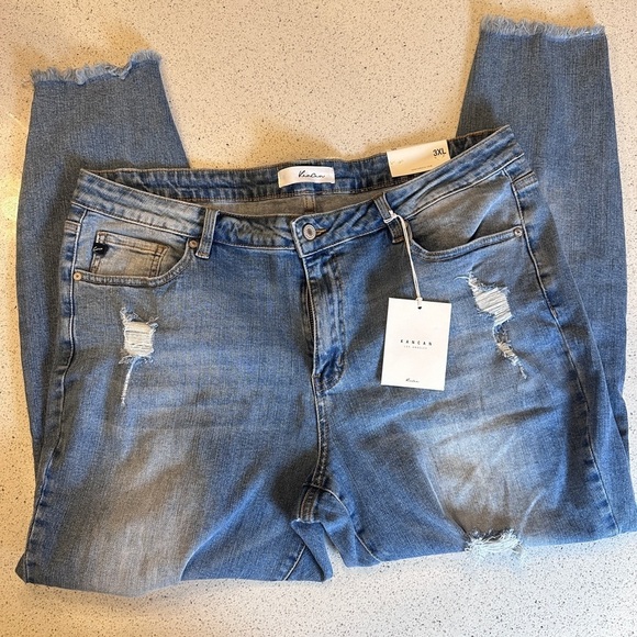 KanCan Mid Rise Distressed Ankle Skinny Jeans Plus Size 3XL - Picture 9 of 13
